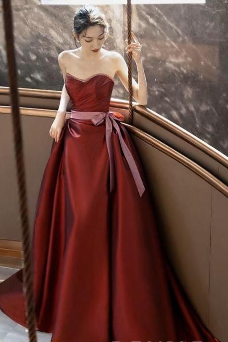 Strapless Prom Dresses, Red Party Dresses, Luxury Evening Dresses,custom Made