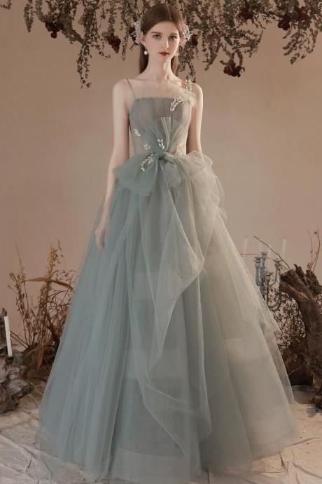 Spaghetti Strap Prom Dress, Blue Bridesmaid Dress, Fairy Party Dress,custom Made