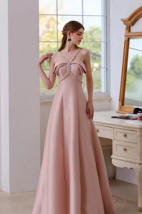 Halter Neck Prom Dresses, Pink Party Dresses, Sexy Evening Dresses,custom Made