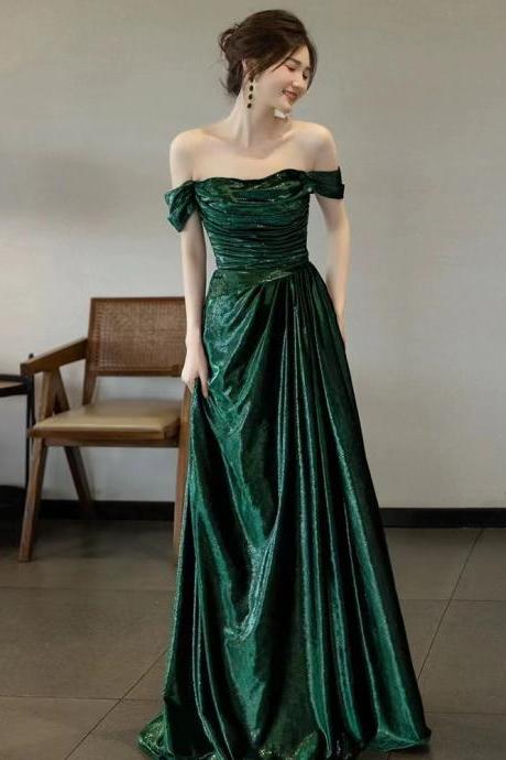 Green Evening Dress, Off Shoulder Prom Dress, Sexy Shiny Party Dress,custom Made