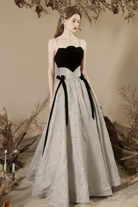 Spahhetti Strap Prom Dresses,gray Party Dresses, Luxury Evening Dresses,vintage Dresses