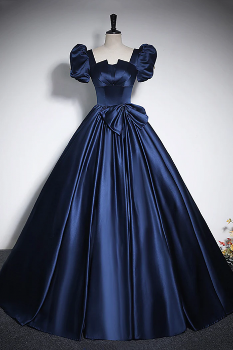 Majestic Royal Blue Satin Ball Gown