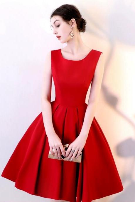 Red Satin Bow Gown,cute Homecoming Dress