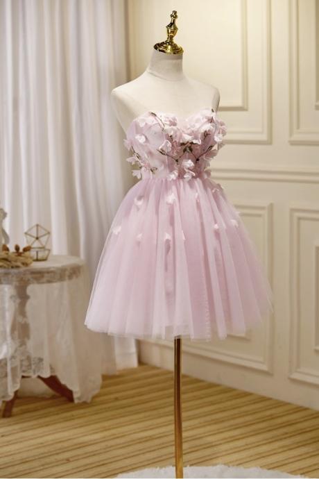 Pink Cute Party Dress, Girl’s Birthday Flower Dress, Sweet 16 Quinceanera Dress