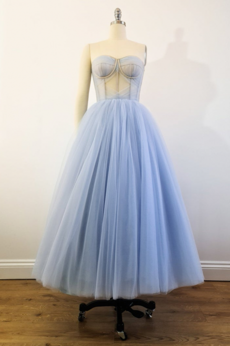 Elegant Sweetheart Off Shoulder Tulle Homecoming Dress, Beautiful Strapless Short Midi Dress