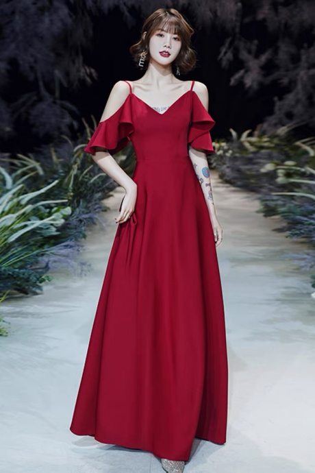Red Formal Dresses Simple Elegant Off The Shoulder Evening Dresses Long Modern Dress