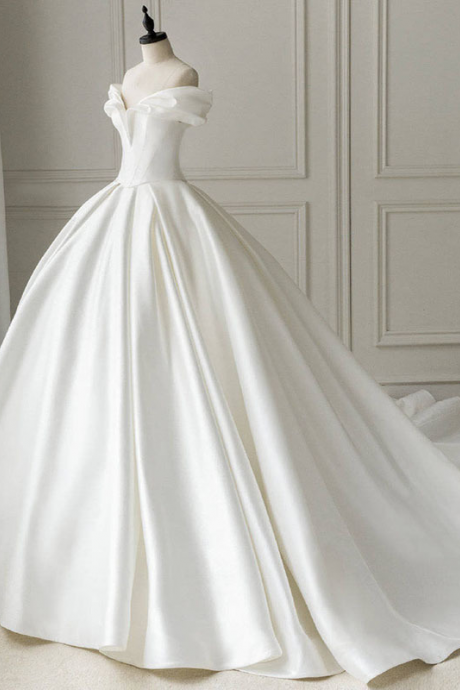 Off Shoulder Satin Prom Dress,elegant Bridal Dress