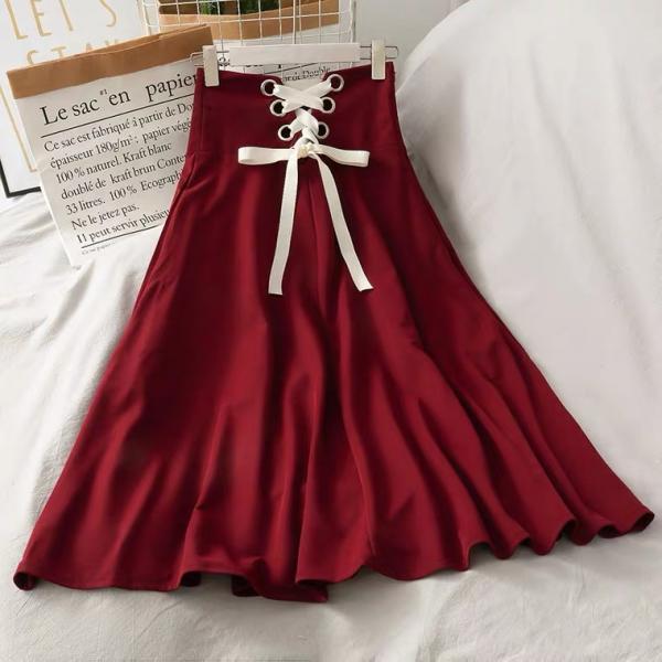 Vintage skirt, new style, belted back waist, A-line skirt