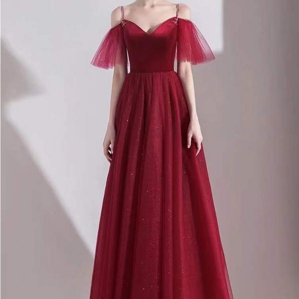 Red halter dress, socialite temperament prom dress, long party dress,Custom made