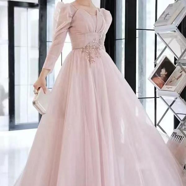 New, elegant prom dress, pink fairy party dress,Custom made