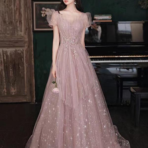 Pink evening dress, new fairy party dress,Custom made