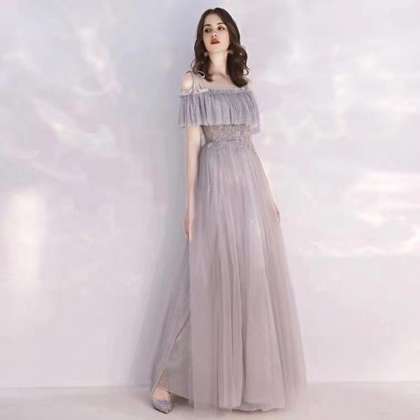 Gray party dress,spaghetti strap prom dress,fairy birthday dress,custom made