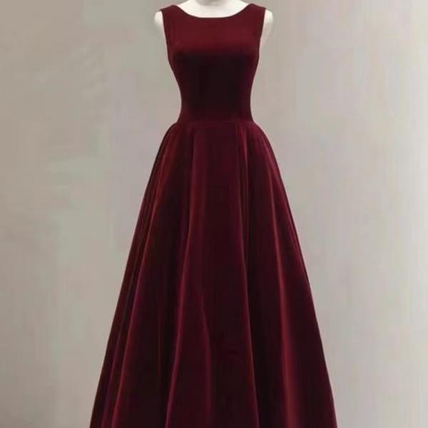 O-neck evening dress,sleeveless party dress,red prom dress,custom made