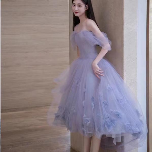 Lavender prom dress, strapless evening dress,fairy party dress,sweet birthday dress,Custom Made