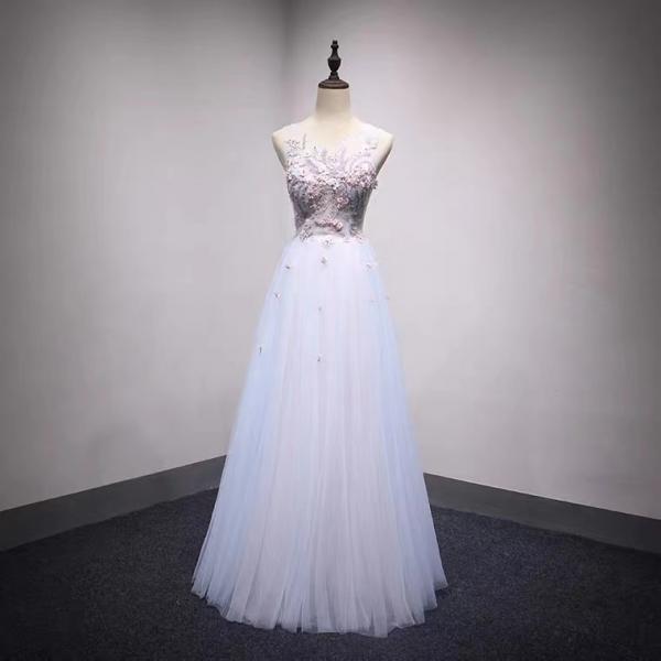 Fairy party dress,sexy prom dress,chic birthday dress with applique,v-neck evening dress,custom made