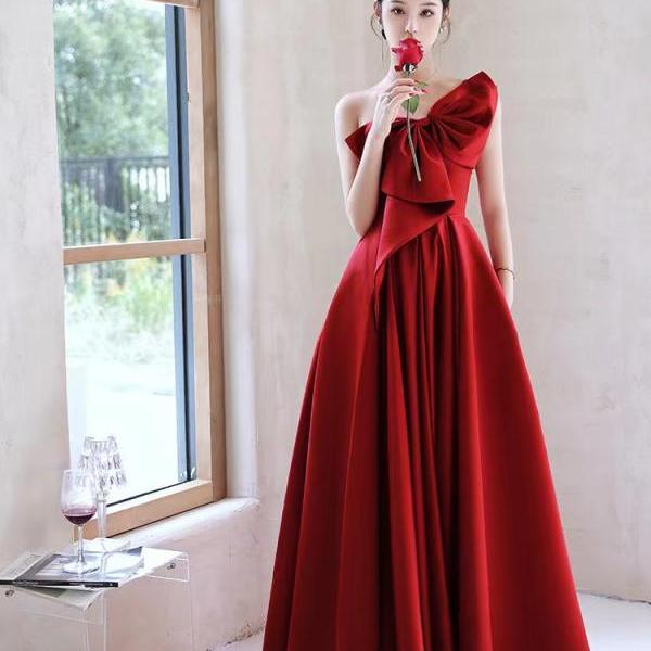Red party dress,one shoulder evening dress,tulle prom dress,sexy graduation dress,custom made