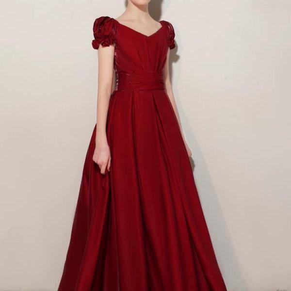 Red dress, off-the-shoulder prom gown, satin evening gown,custom made