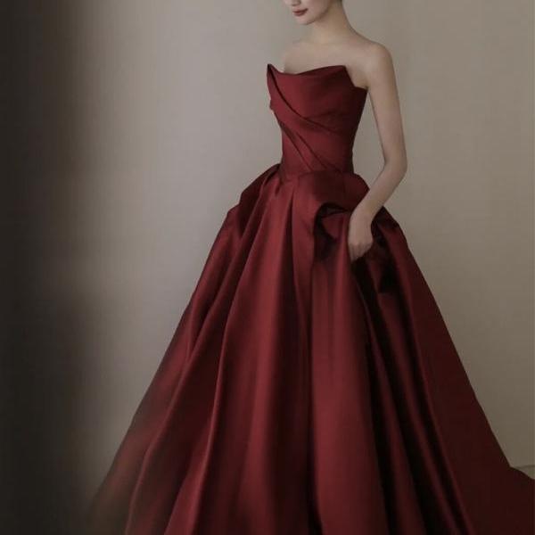 Strapless Evening Dress Red Charming Prom Dress Pretty Party Dress