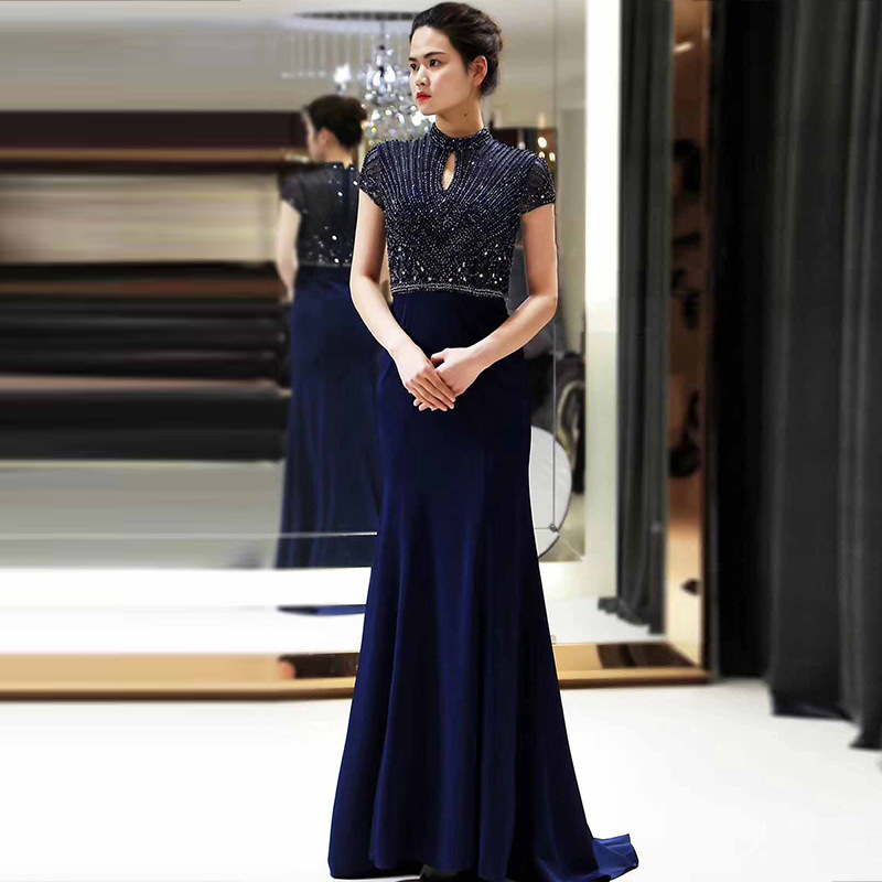 High Neck Evening Dress, Red Bridal Party, Temperament Long Mermaid — free download