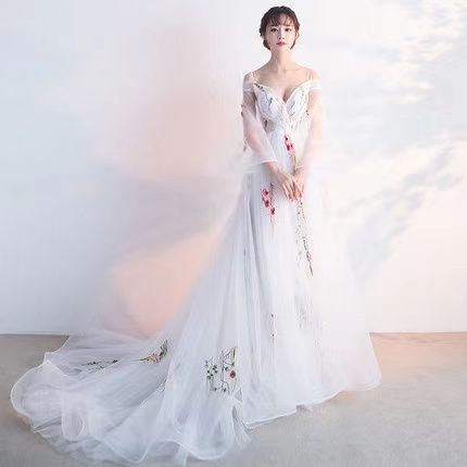 New Style, Long Flower Fairy Dress, White Party, Fashion Wedding Dress ...