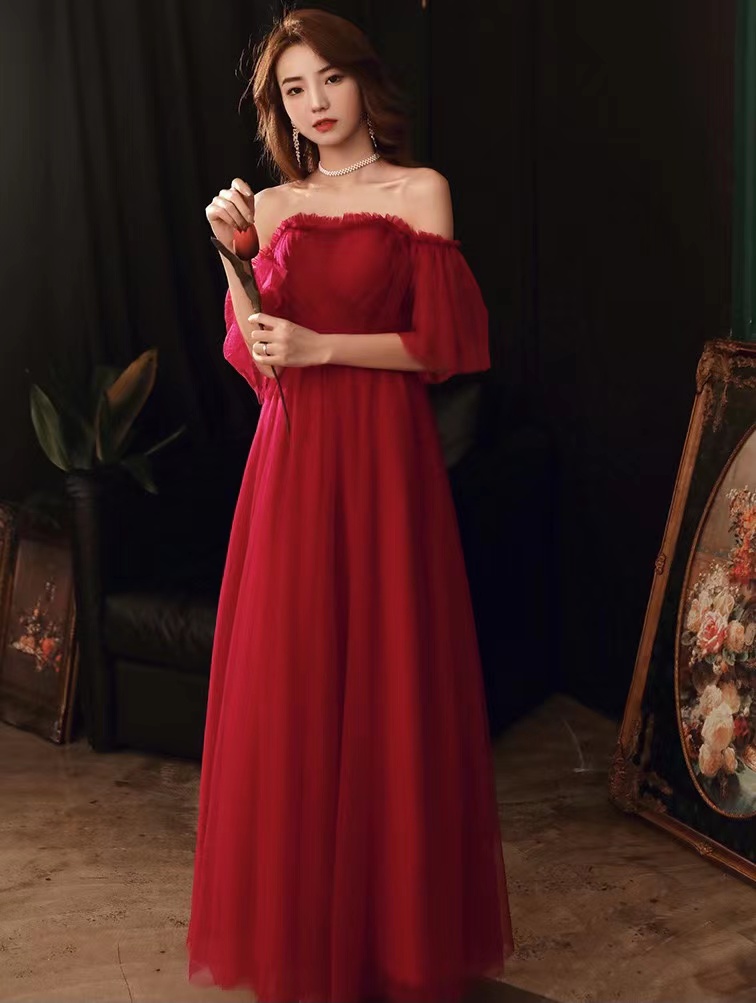 Off Shoulder Promd Dress,red Party Dress ,custom Made on Luulla