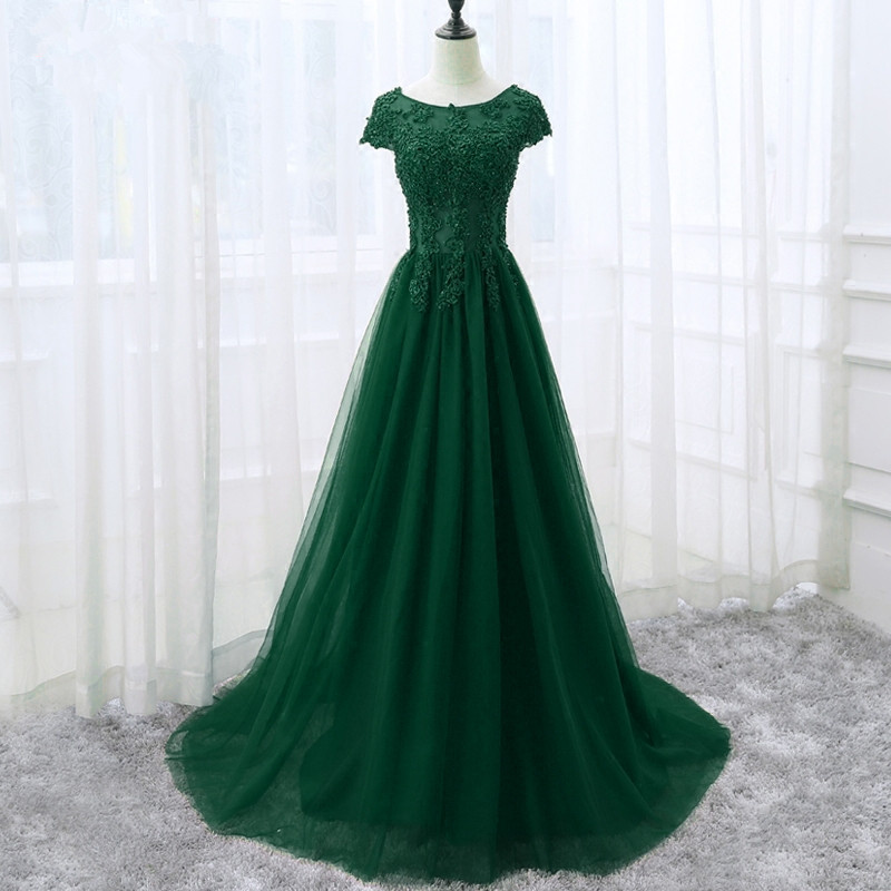 Evening Dresses Green A-Line Elegant Prom Gowns Party Dress