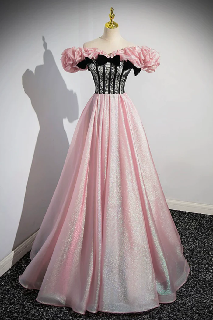Sweetheart Neck Evening Wear with Illusion Boned Corset Fuchsia