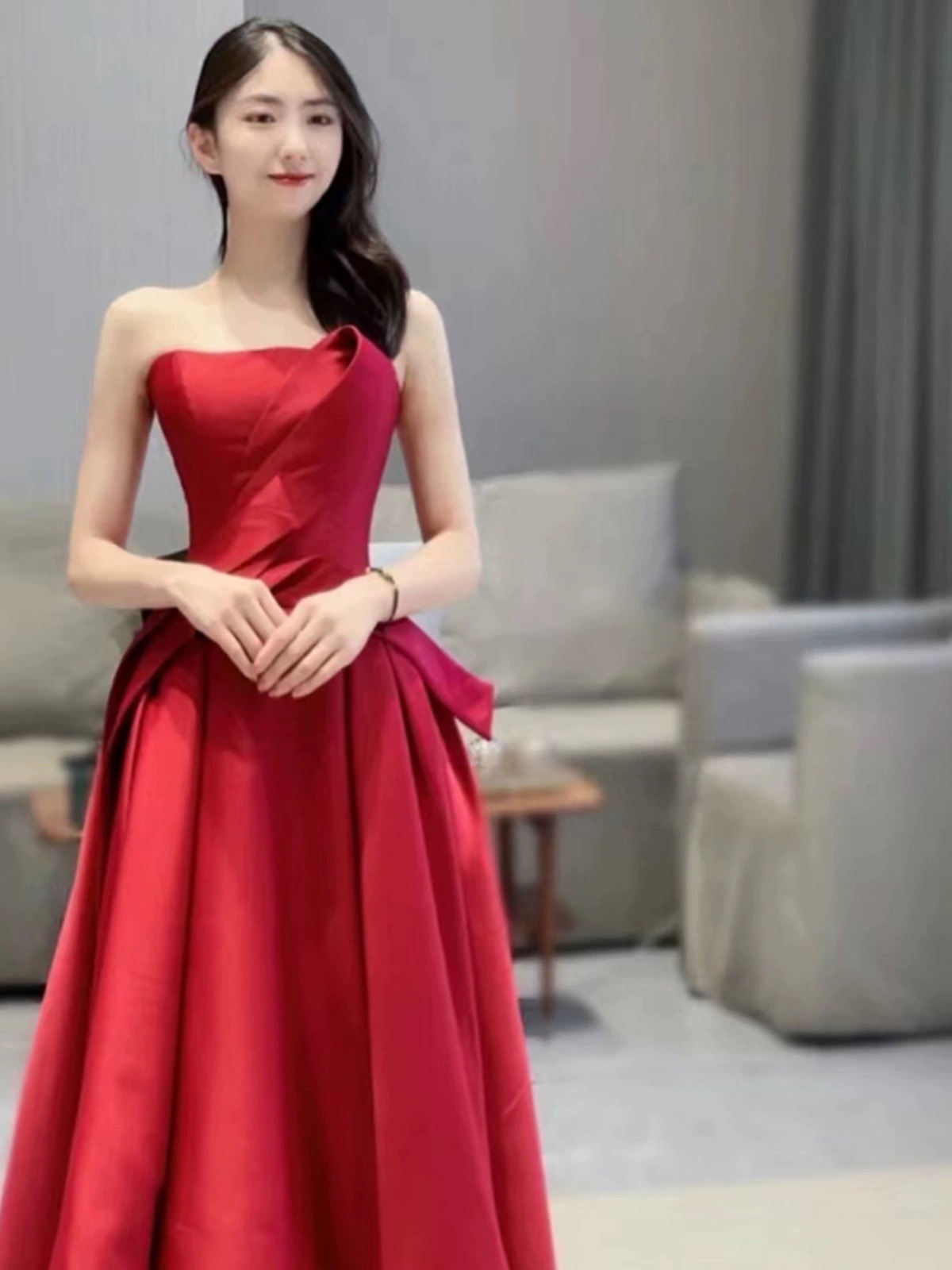 High Low A-line Sweetheart Satin Prom Homecoming Dresses Red Formal Party Gowns main image 0