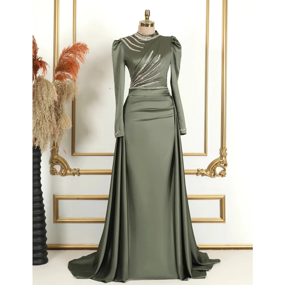 Malia Satin Gown Dark Green