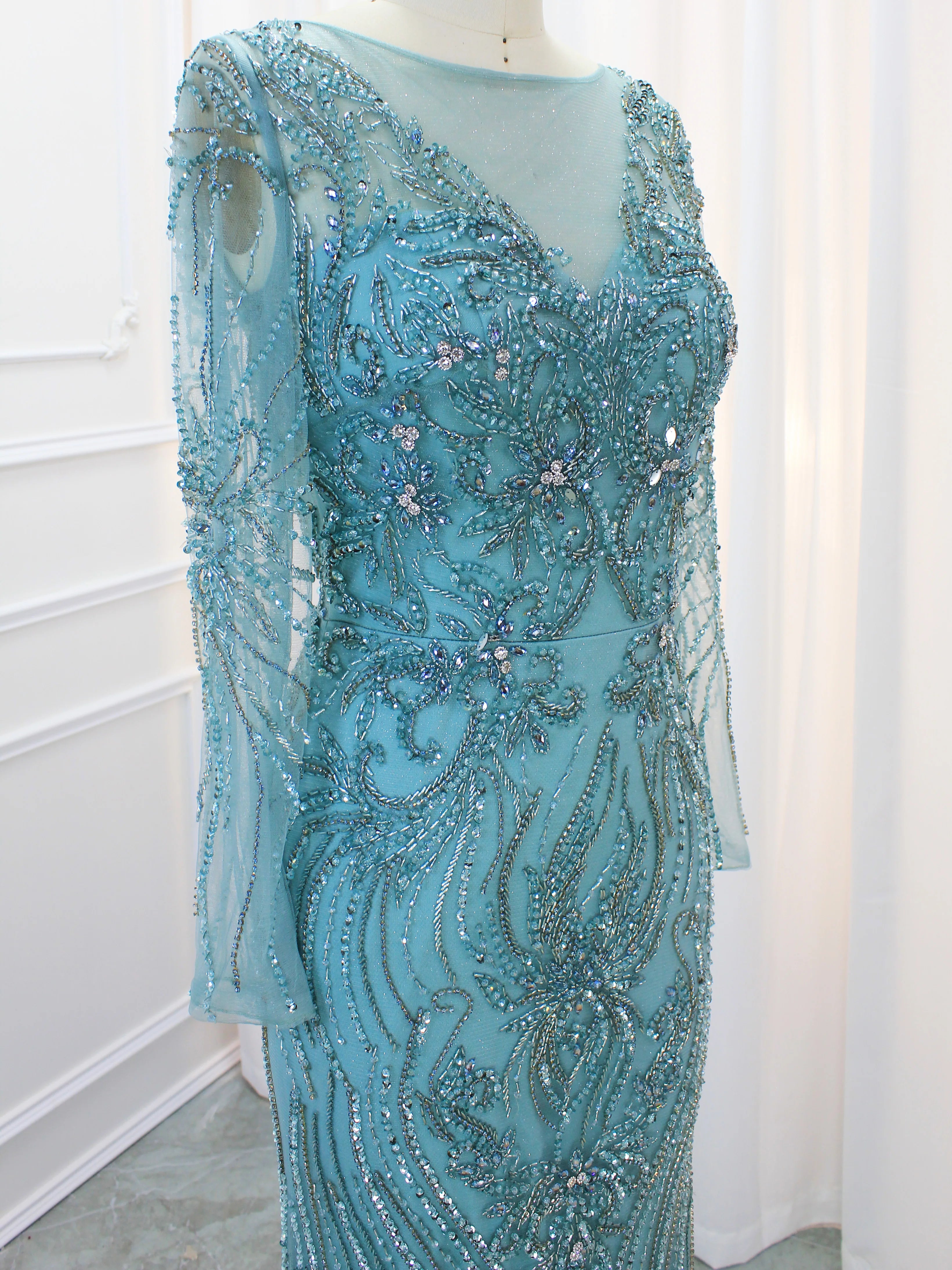 Wholesale Couture-Inspired Evening Gown with Beaded Bodice and Flowing Tulle Skirt by LA8203 main image 1