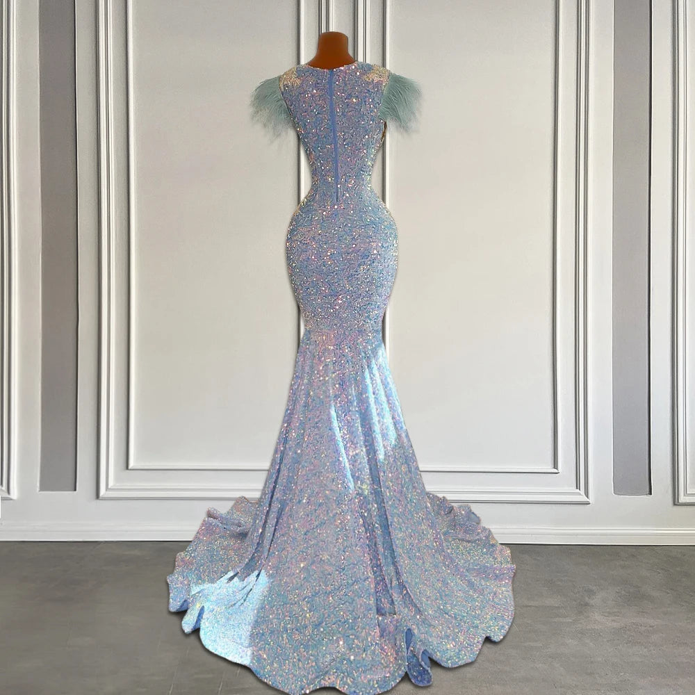 Sparkling Blue Sequin Mermaid Evening Gown Dress on Luulla