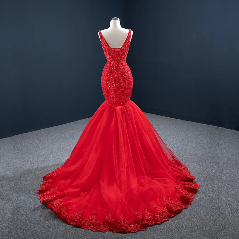 Evening Party Dresses Elegant Mermaid wine red stunning dress