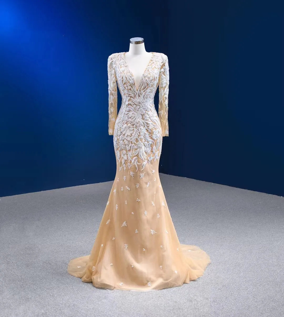 Elegant Lace Long Sleeve Ball Gown Dress on Luulla