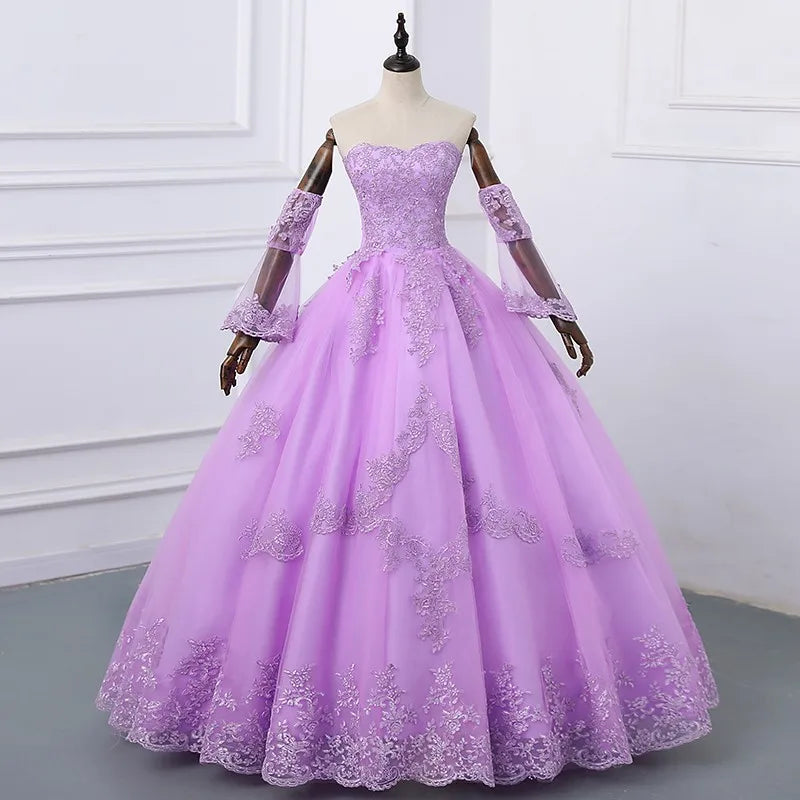 Strapless Ball Gown with Crystal Embellished Bodice Lavender main image 1