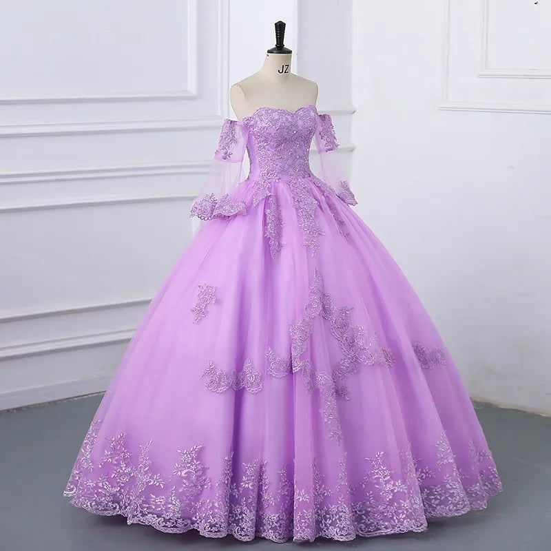 Lavender Ball Gown With Detachable Sleeves on Luulla