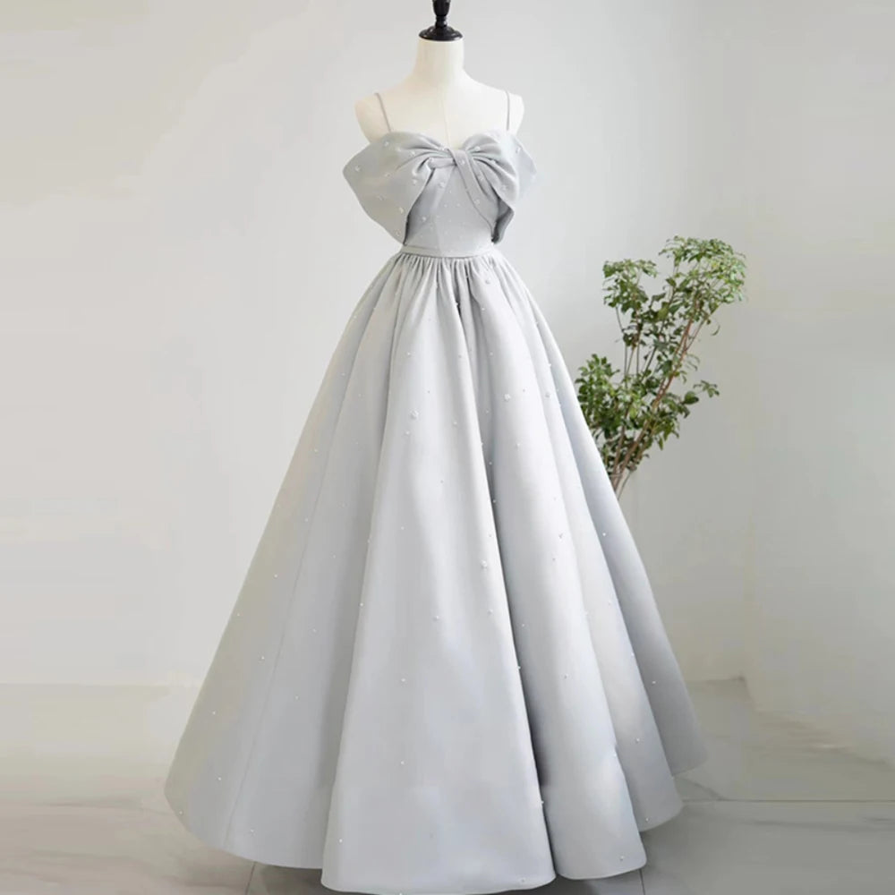 Strapless Satin Gown With Bow Accent on Luulla