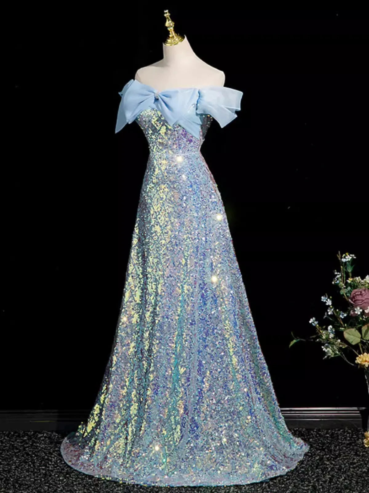Sparkling Ruched Fitted Sequin Gown