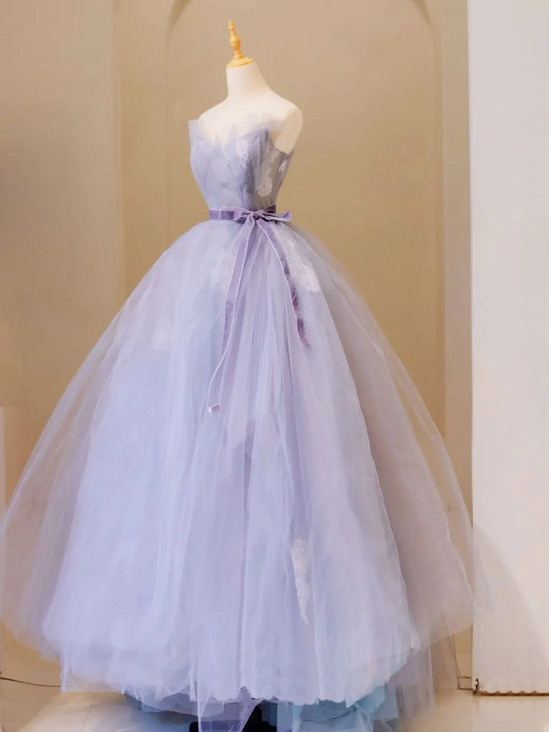 Lavender Lace Ball Gown With Tulle Overlay on Luulla