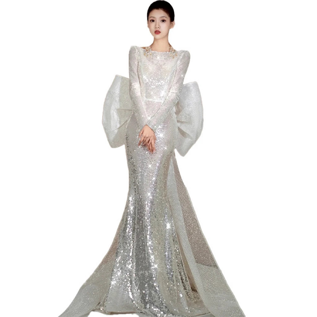 TAJ SEQUIN CAPE MAXI GOWN